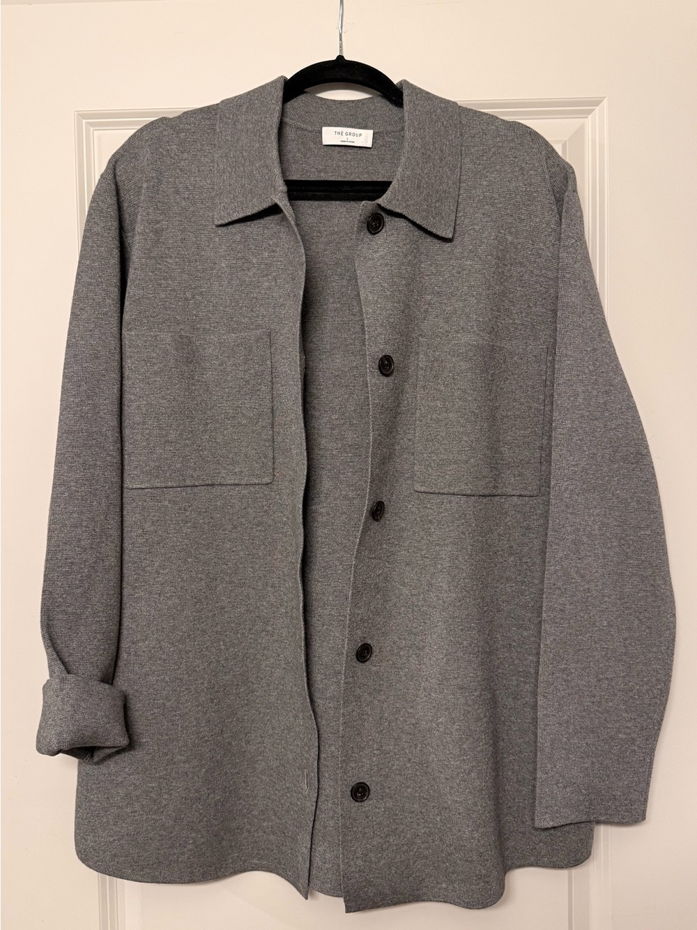 Aritzia Knit Button-down Shirt in Dark Grey